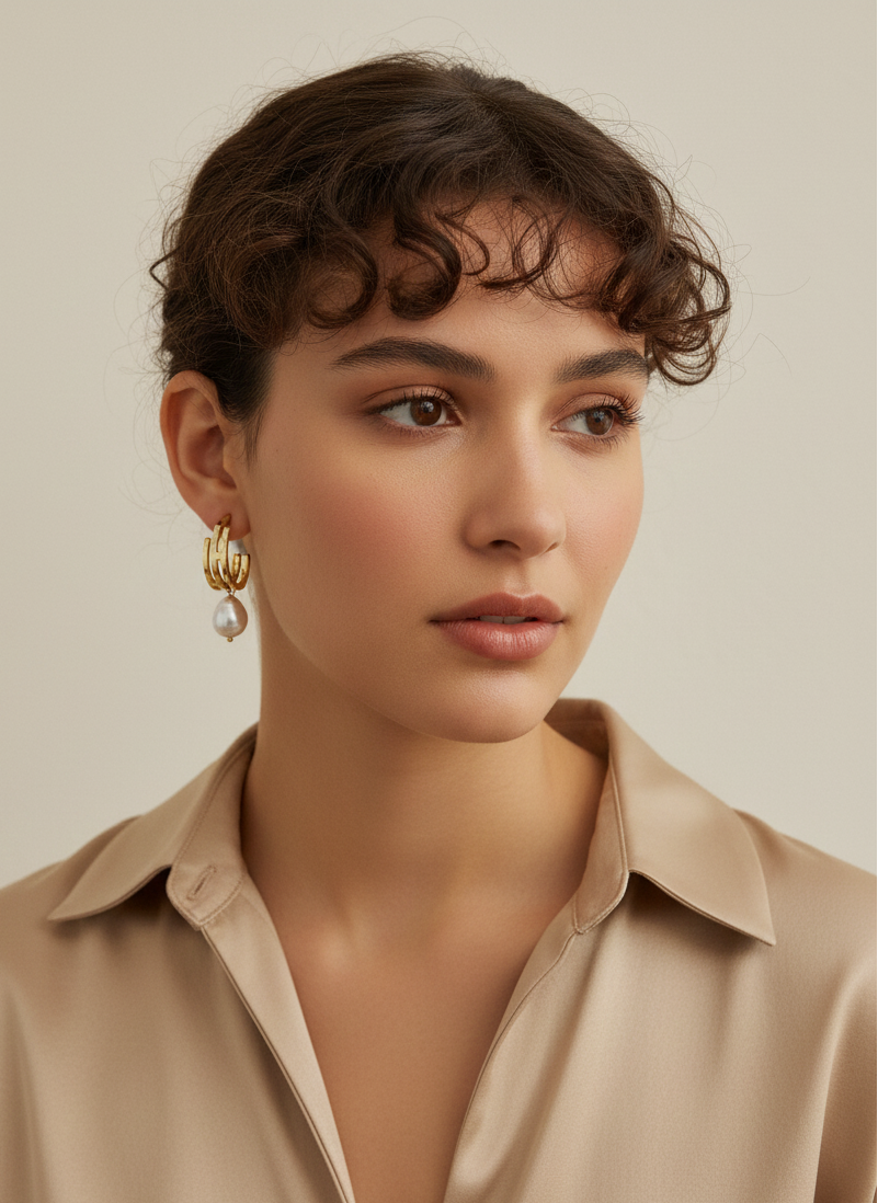 lustrous baroque freshwater pearls suspended from sleek polished hoops