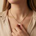 Minimalist gold chain necklace with white baroque pearl pendant